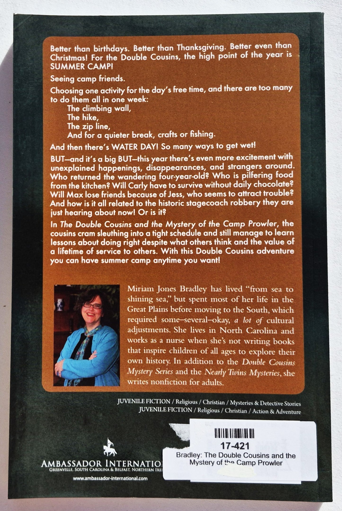 The Double Cousins and the Mystery of the Camp Prowler von Miriam Jones Bradley (Neu, 2020, Taschenbuch, 148 Seiten, Ambassador Int'l.)