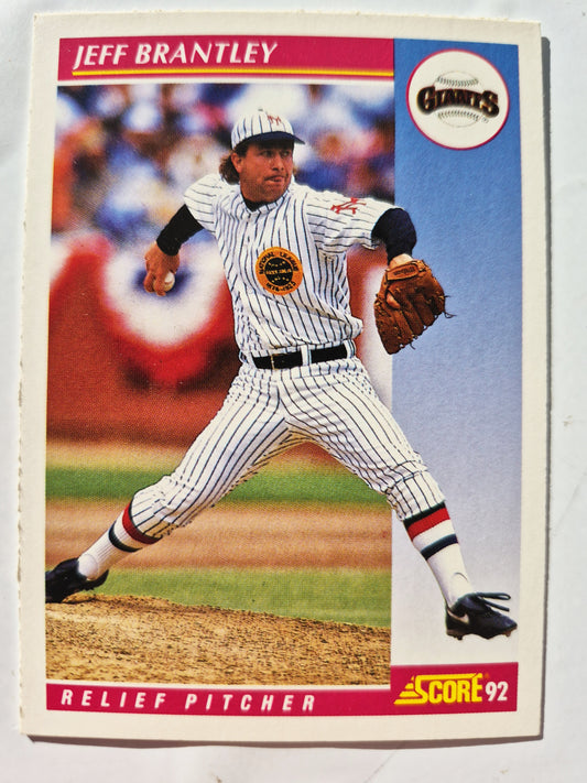 Score '92 Jeff Brantley San Francisco Giants Relief Pitcher Baseball Card #157 Near Mint