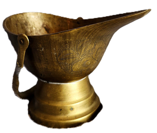 Vintage Brass Mini Coal Scuttle Bucket Pitcher Floral Home Decor (Very good, 4" high, Made in China)