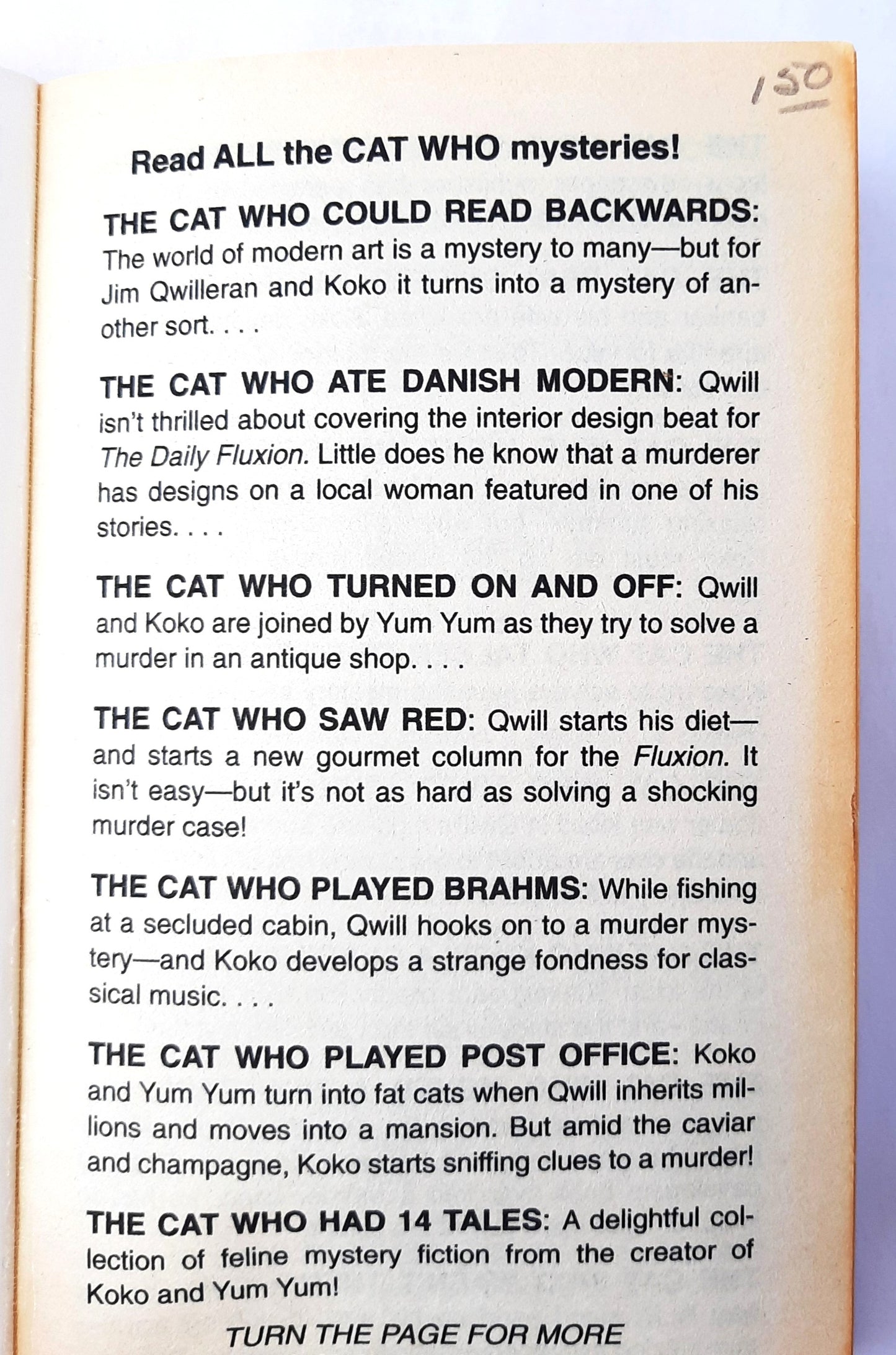 The Cat Who Smelled a Rat #23 by Lilian Jackson Braun (Good, 2002, Pbk, 304 pages, Penguin Publishing)