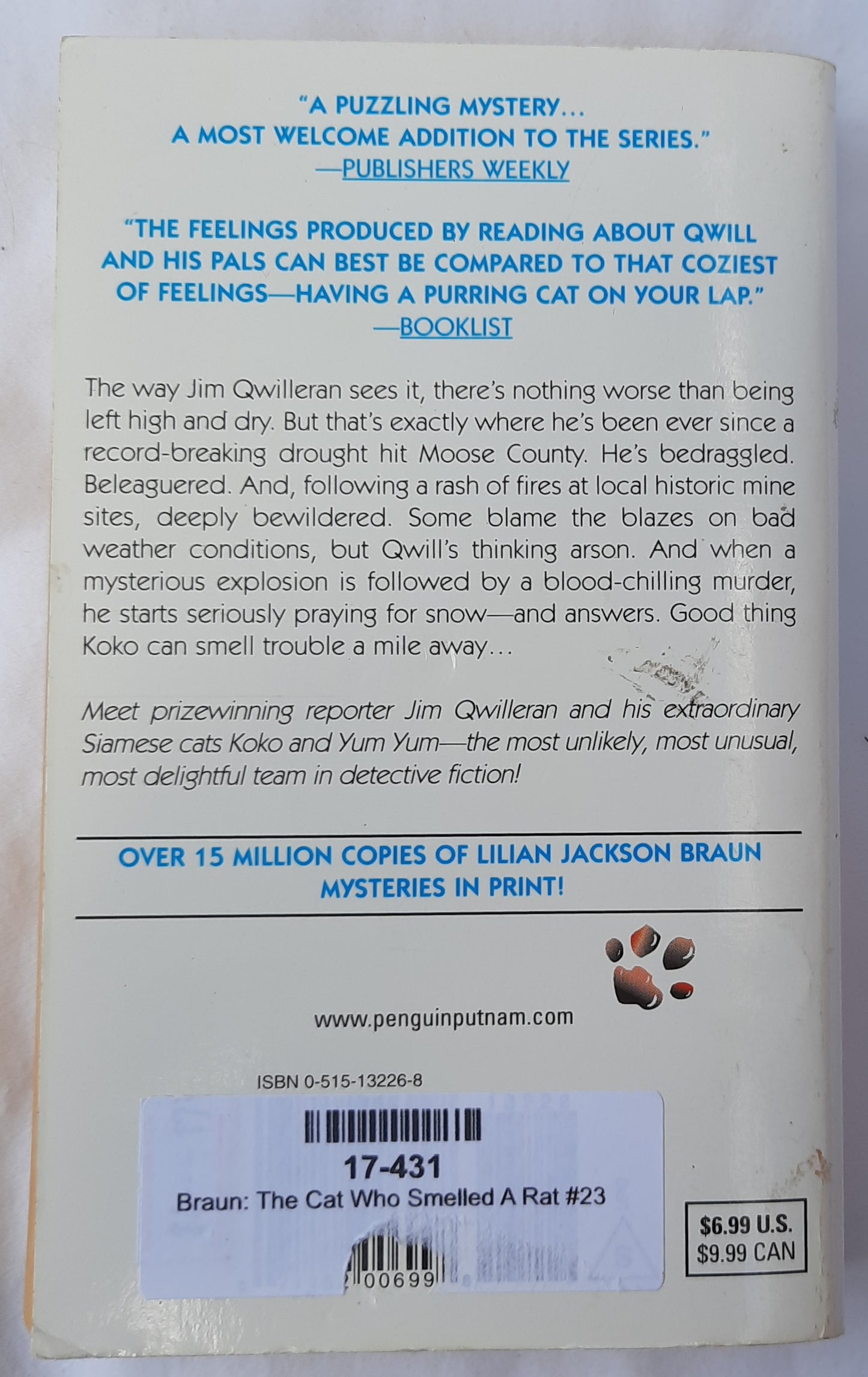 The Cat Who Smelled a Rat #23 by Lilian Jackson Braun (Good, 2002, Pbk, 304 pages, Penguin Publishing)