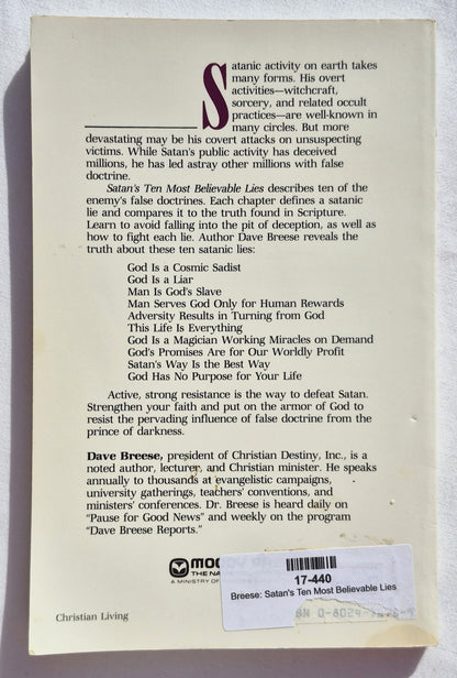 Satans zehn glaubwürdigste Lügen von Dave Breese (Gut, 1974, Pbk, 144 Seiten, Moody Press)