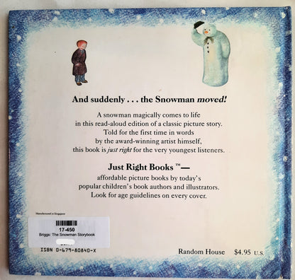 The Snowman Stoybook by Raymond Briggs (Very good, 1990, HC, 24 pages, Random House)