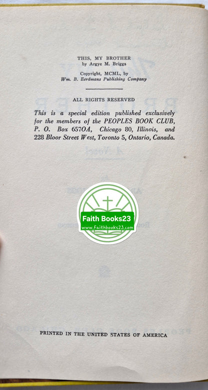 This, My Brother von Argye M. Briggs (Gut, 1950, gebunden, 347 Seiten, People's Book Club)