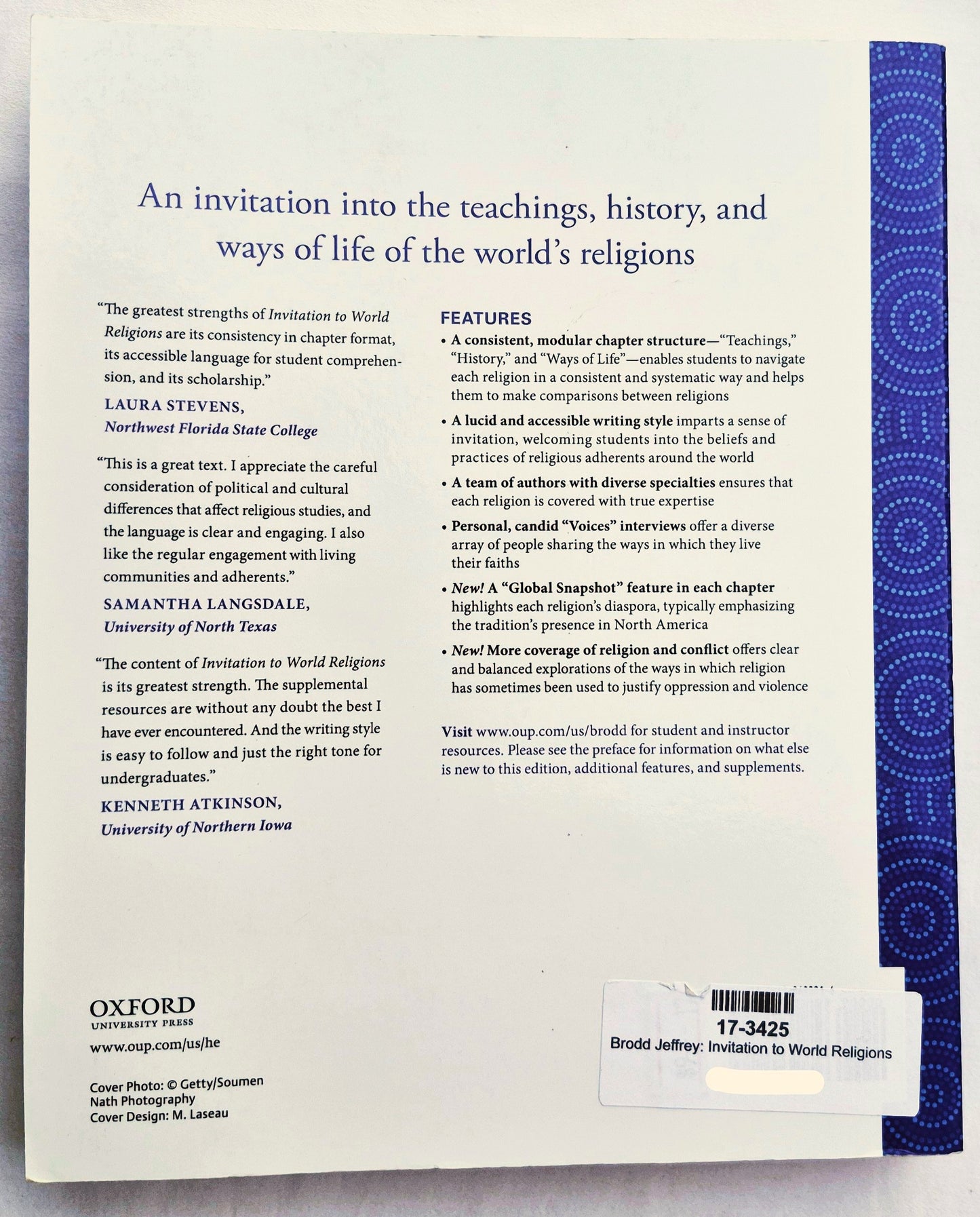 Invitation to World Religions Third Edition by Jeffrey Brodd; Layne Little; Bradley Nystrom (Very good, 2019, Pbk, 656 pages, Oxford University Press)