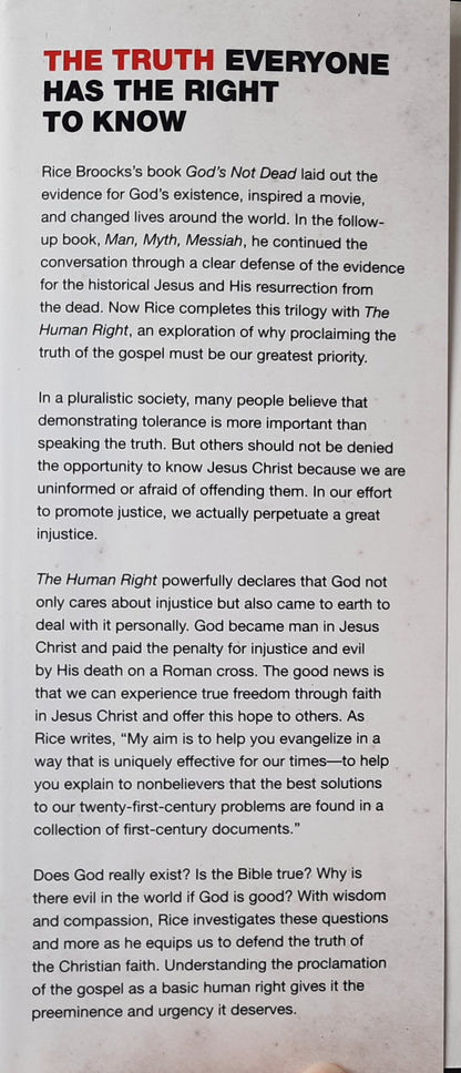 The Human Right to Know Jesus Christ and Make Him Known by Rice Broocks (New, 2018, HC, 293 pages, W Publishing)