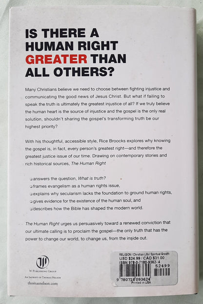 The Human Right to Know Jesus Christ and Make Him Known by Rice Broocks (New, 2018, HC, 293 pages, W Publishing)