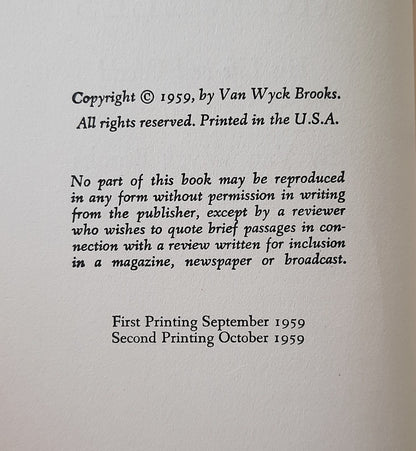Howells: His Life and World von Van Wyck Brooks (Gut, 1959, HC, 296 Seiten, E.P. Dutton & Co.)