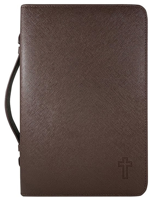 Bible Cover: Textured Leather-look with Debossed Cross by White Dove Designs (New, Brown, Extra-Large XL)