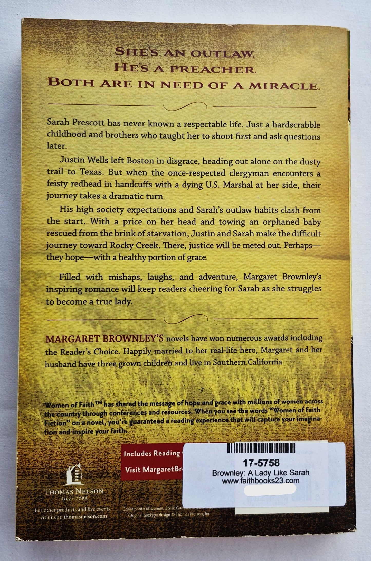 Eine Dame namens Sarah von Margaret Brownley (Rocky Creek Romance #1, Gut, 2009, Taschenbuch, 314 Seiten, Thomas Nelson)