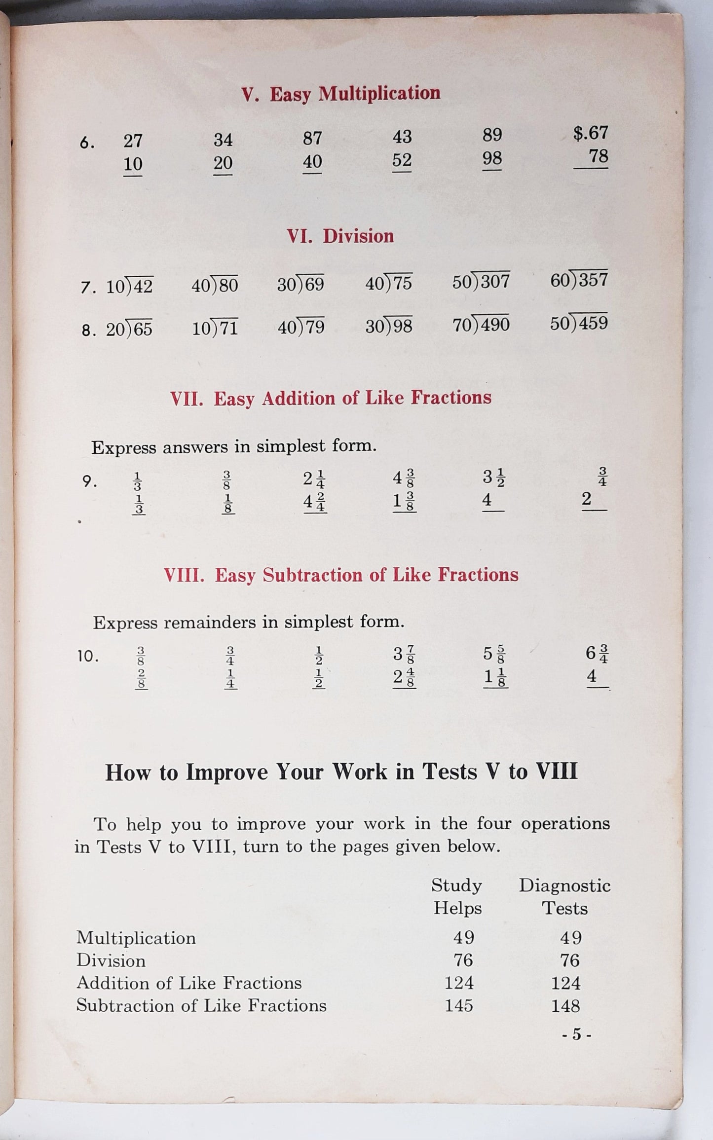 Moving Ahead in Arithmetic Book Five by Leo Brueckner; Foster Grossnickle (Gut, 1963, Geb., 378 Seiten, Holt, Rinehart and Winston)