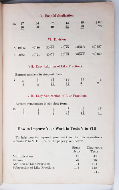 Moving Ahead in Arithmetic Book Five by Leo Brueckner; Foster Grossnickle (Gut, 1963, Geb., 378 Seiten, Holt, Rinehart and Winston)