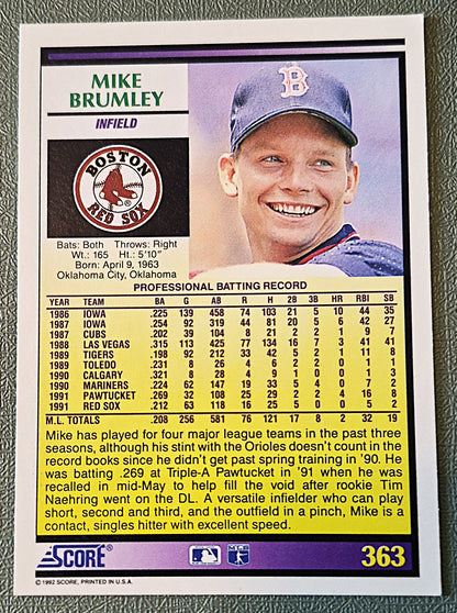 Scott Bailes California Angels Relief Pitcher 1992 Score #331 Baseballkarte (Exzellent)