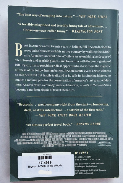 A Walk in the Woods von Bill Bryson (Sehr gut, 1998, TB, 276 Seiten, Broadway Books)