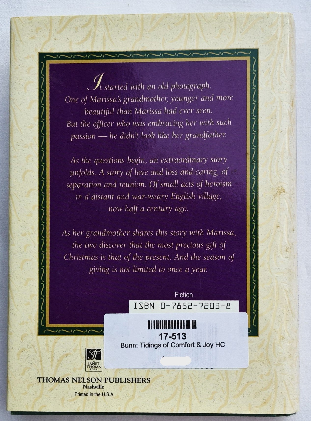 Tidings of Comfort & Joy by T. Davis Bunn (Very good, HC, 1997, Thomas Nelson, 234 pages)