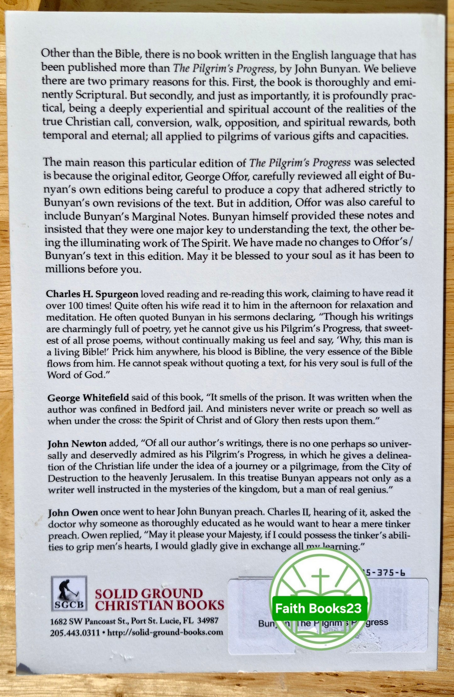 El progreso del peregrino por John Bunyan; George Offor (Nuevo, 2018, Rústica, 242 págs., Solid Ground Christian Books)