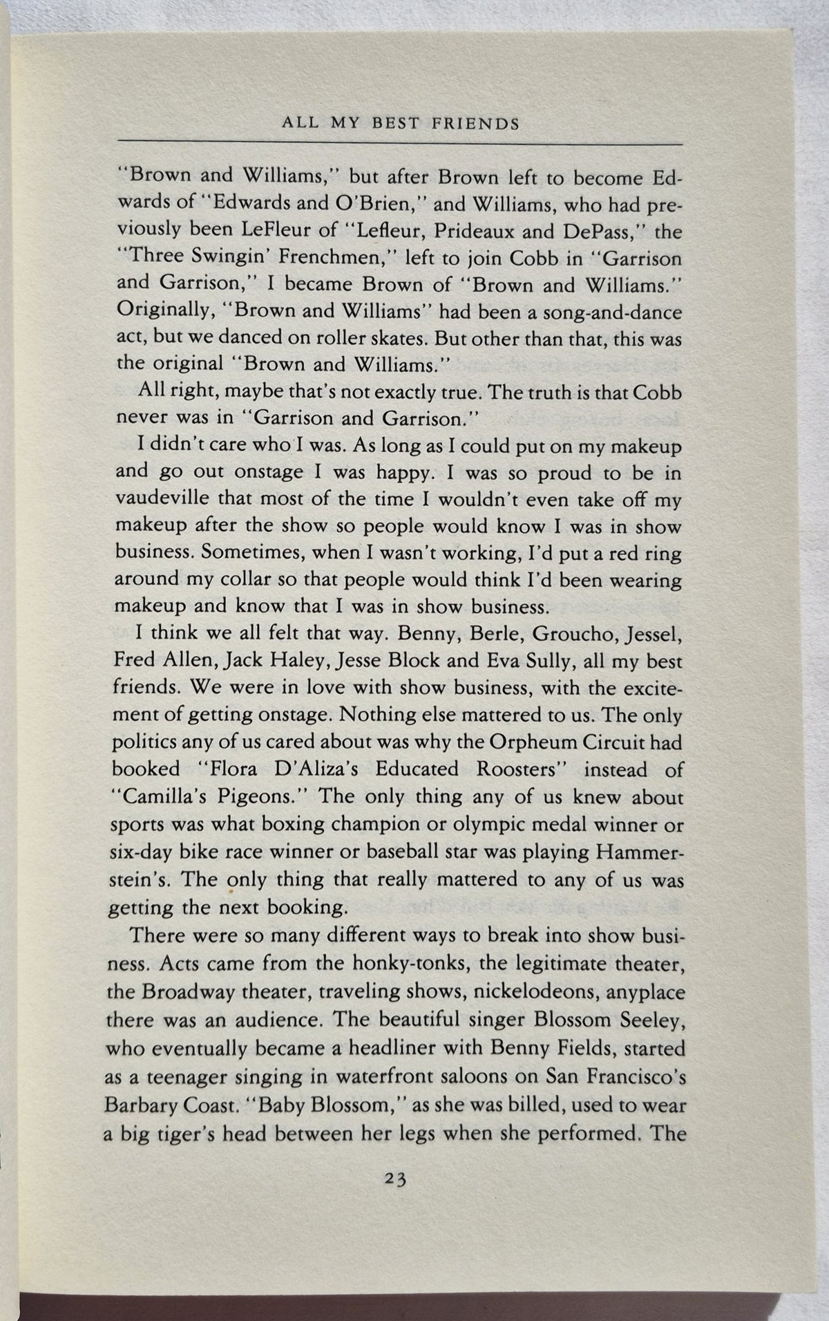 All My Best Friends von George Burns; David Fisher (Sehr gut, 1989, Taschenbuch, 320 Seiten, Perigee Books)