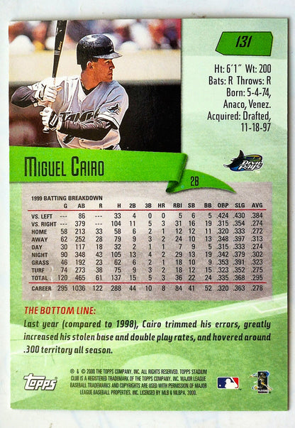 TOPPS 2000 Stadium Club Miguel Cairo Tampa Bay Devil Rays #131 Baseballkarte TOPPS