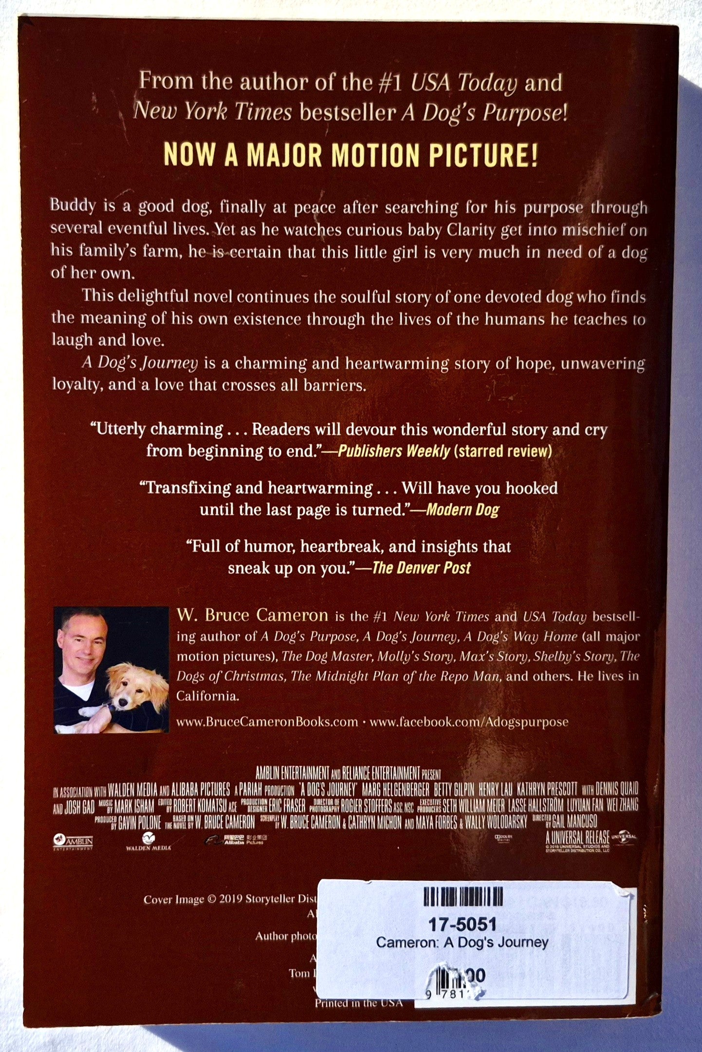 A Dog's Journey by W. Bruce Cameron (Movie tie-in, Very good, 2019, Pbk, 360 pages, Tom Doherty Associates)