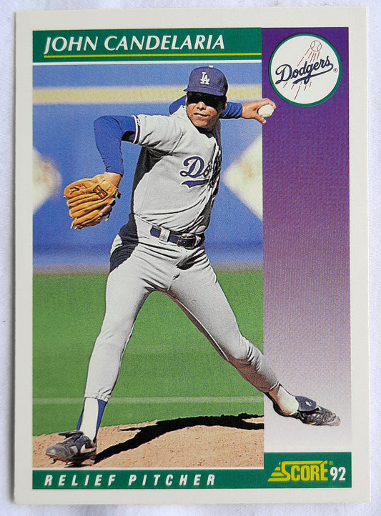 Score '92 John Candelaria Los Angeles Dodgers Relief Pitcher #350 Baseball Card Near Mint