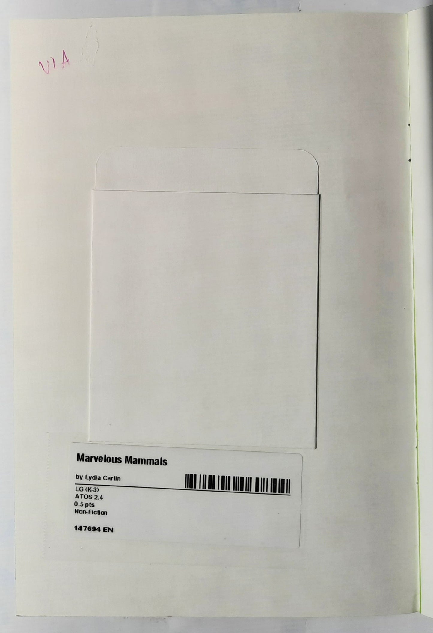 Science Vocabulary Readers: Marvelous Mammals by Lydia Carlin (Very good, 2009, Pbk, 16 pages, Scholastic)