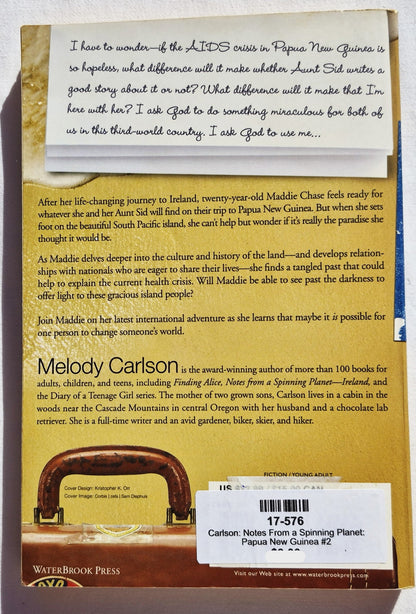 Notes From a Spinning Planet: Papua-Neuguinea #2 von Melody Carlson (Sehr gut, 2007, Pbk, 231 Seiten, Waterbrook)