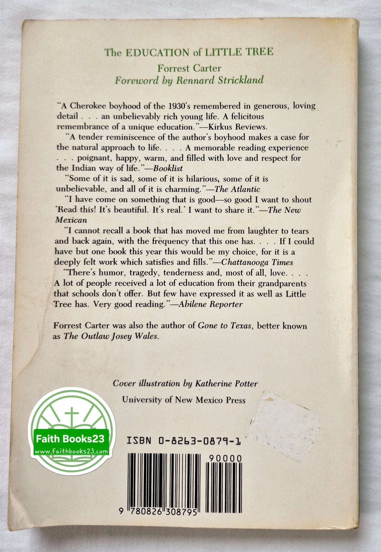 The Education of Little Tree von Forrest Carter (Gut, 1991, Taschenbuch, 216 Seiten, University of New Mexico Press)