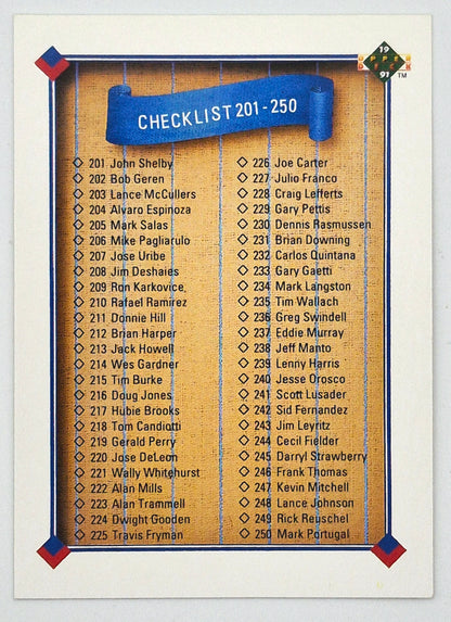 Upper Deck 1991 Checklist 201-250 #300 Baseball Card