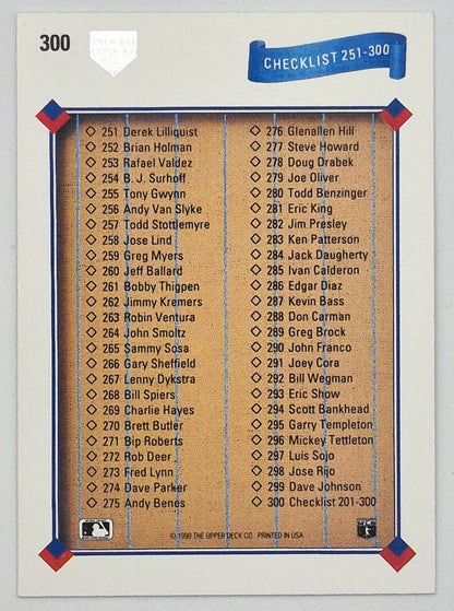 Upper Deck 1991 Checklist 201-250 #300 Baseball Card