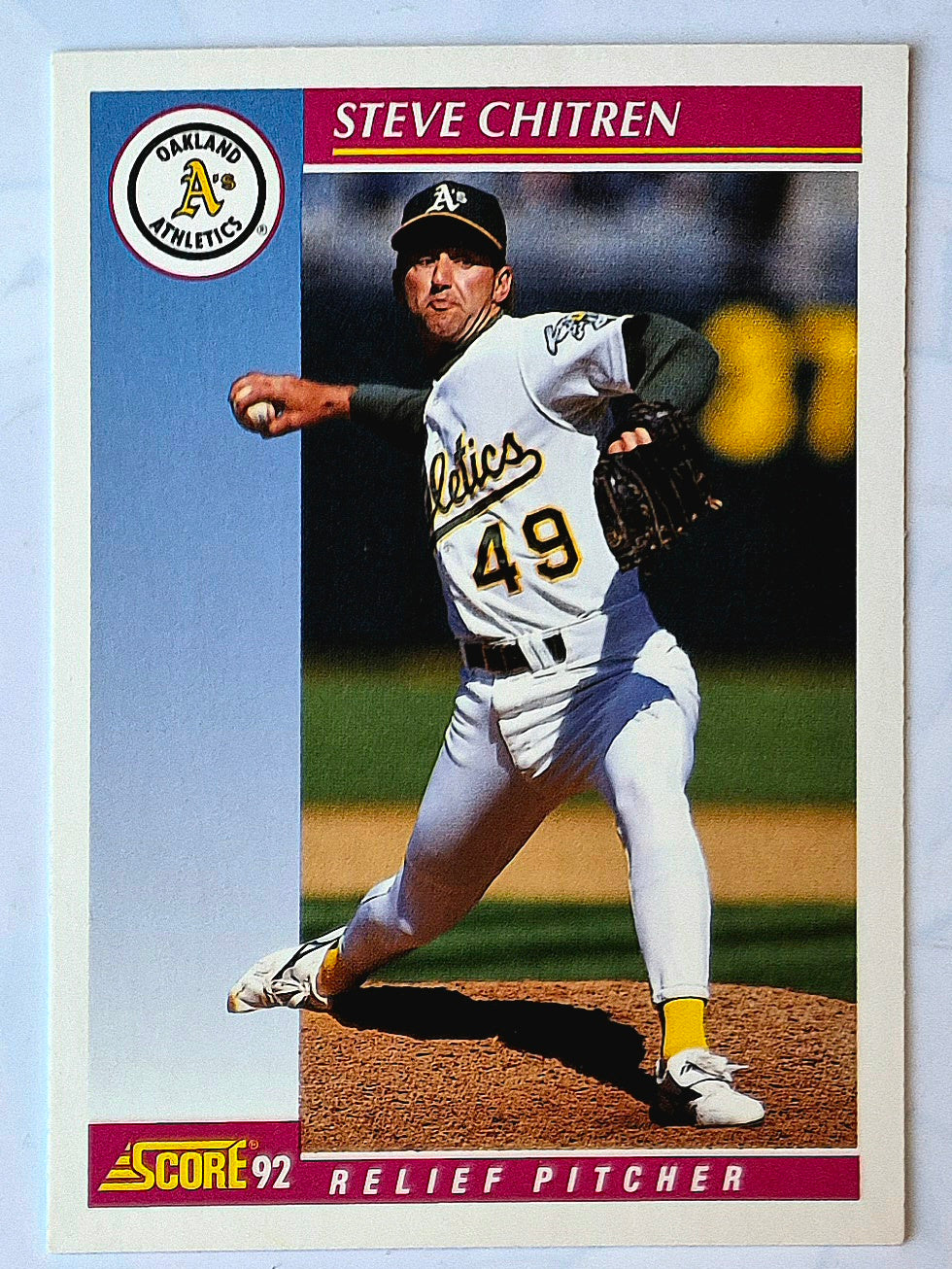 Chitren Steve Oakland Athletics Relief Pitcher #202 1992 Score Baseball Card