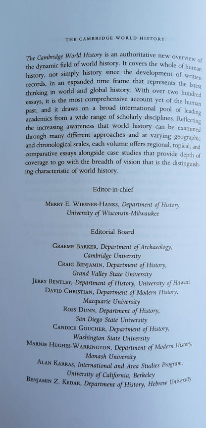 Introducing Wordl History to 10,000 BCE Vol. 1 edited by David Christian (New, 2015, Pbk, 494 pages, Cambridge University Press)