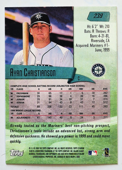 TOPPS 2000 Stadium Club Ryan Christianson Seattle Mariners #239 Baseballkarte