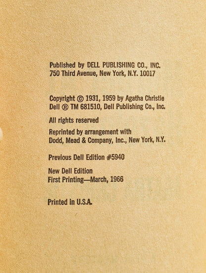 Mord im Pfarrhaus von Agatha Christie (Sehr gut, 1966, Taschenbuch, 224 Seiten, Dell Books)