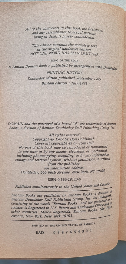 Song of the Rock by Don Coldsmith (The Spanish Bit Saga #15, Good, 1991, Pbk, 210 pages, Bantam Books)