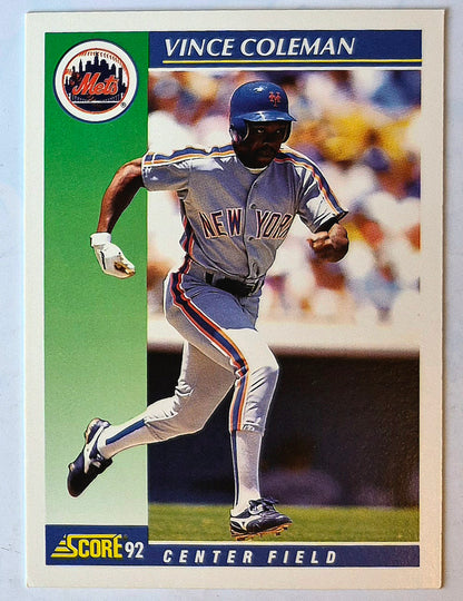 Coleman Vince New York Mets Center Field #95 1992 Score Baseball Card