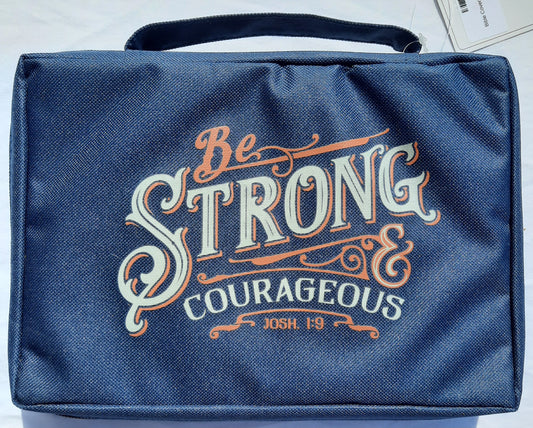 Bible Cover: Be Strong & Courageous (New, 2021, Navy Blue, Christian Art Gifts)