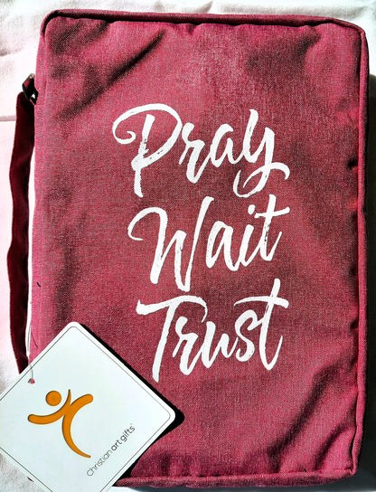 Bible Cover: Pray Wait Trust by Christian Art Gifts (New, Pink, Medium, 2019)