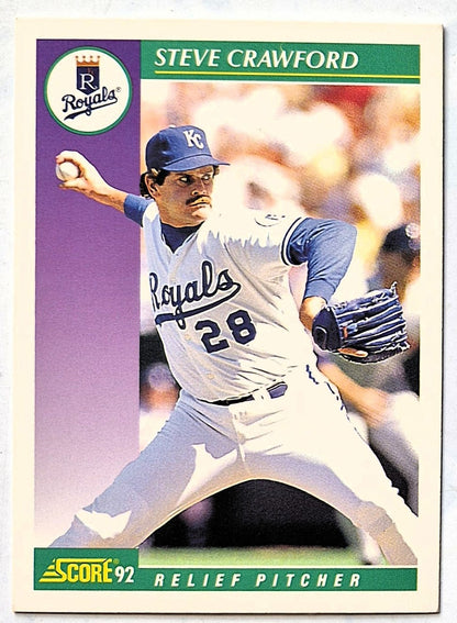 Crawford Steve Kansas City Royals Relief Pitcher #349 Score 1992 Baseball Card