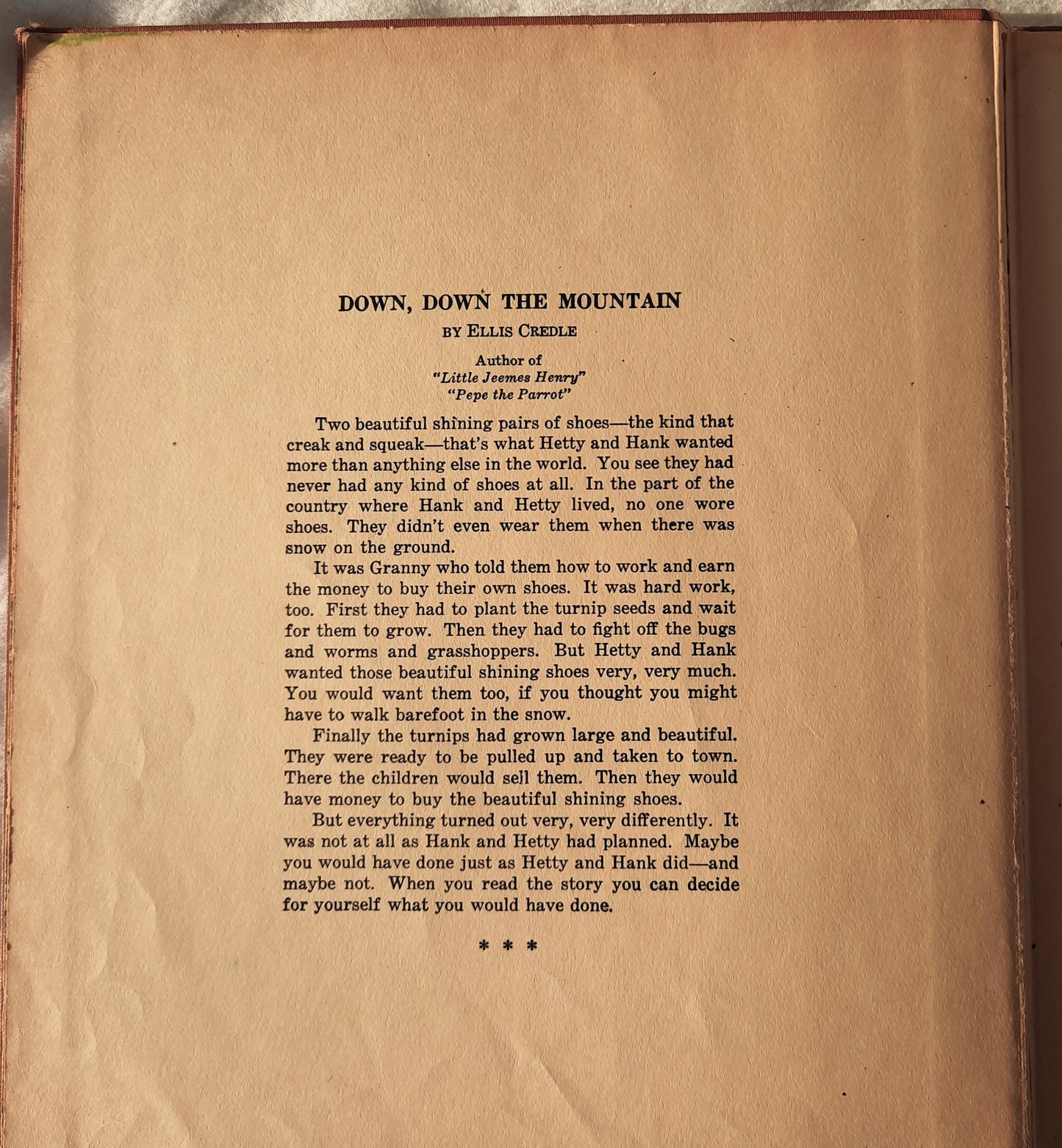 Down Down the Mountain by Ellis Credle (Acceptable, 1934, HC, 45 pages, Cadmus Books/Thomas Nelson & Sons)