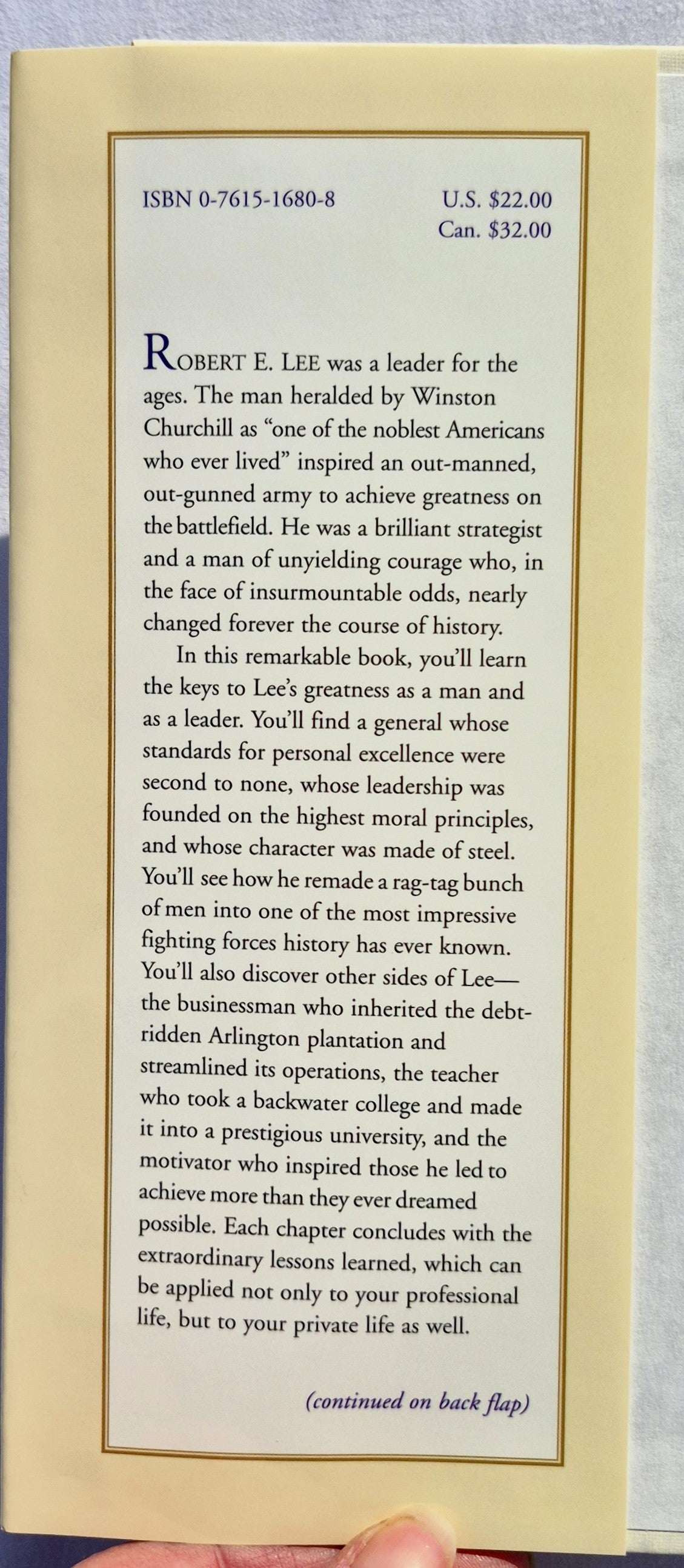 Robert E. Lee on Leadership: Executive Lessons in Character, Courage, and Vision von H. W. Crocker III (Neuwertig, 1999, gebunden, 248 Seiten, Forum)
