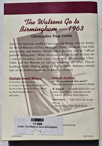 The Watsons Go to Birmingham - 1963 by Christopher Paul Curtis (Very good, 1998, Pbk, 211 pages, Scholastic)