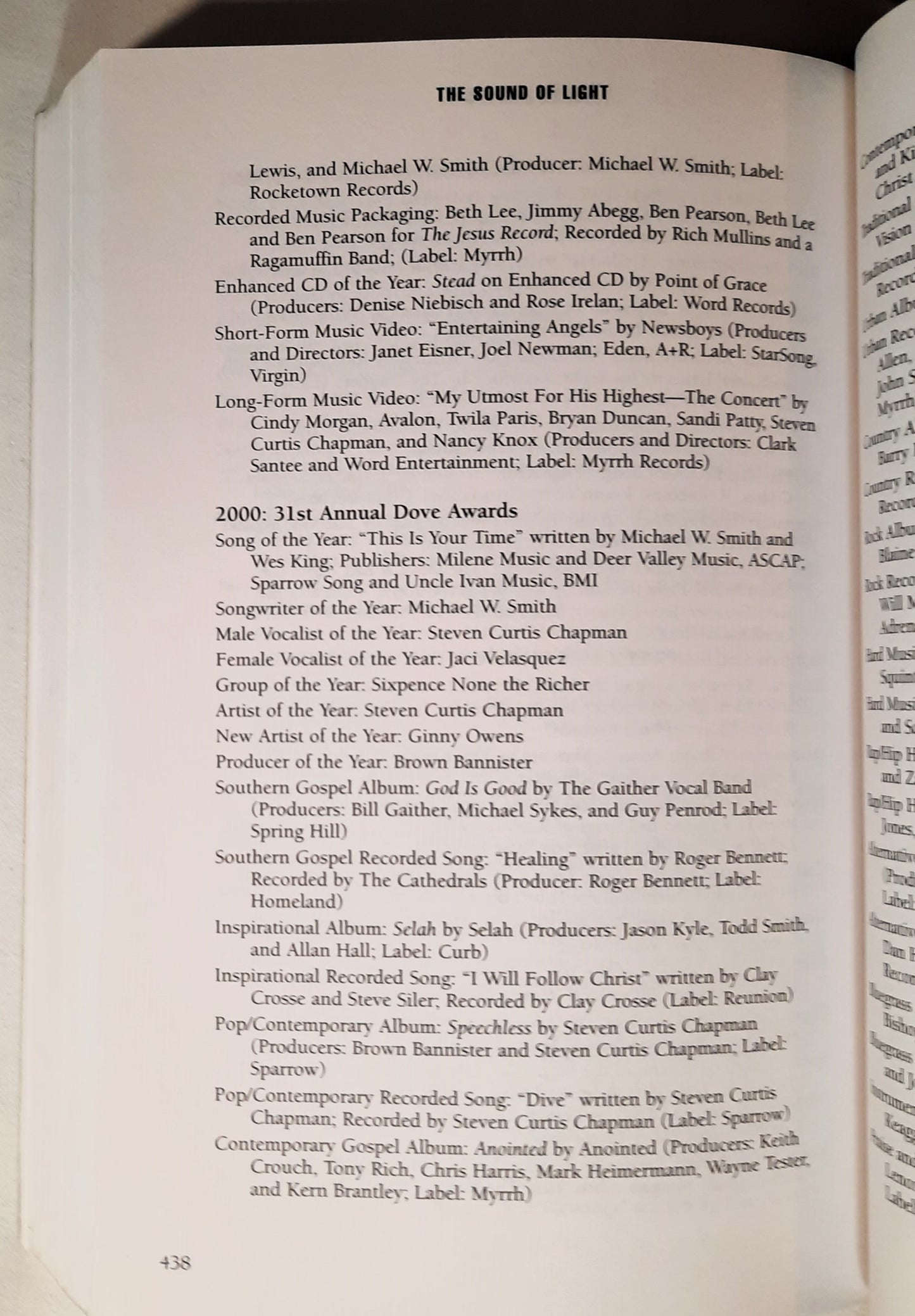 The Sound of Light: A History of Gospel and Christian Music by Don Cusic (Very good, 2002, PBk, 502 pages, Hal Leonard)