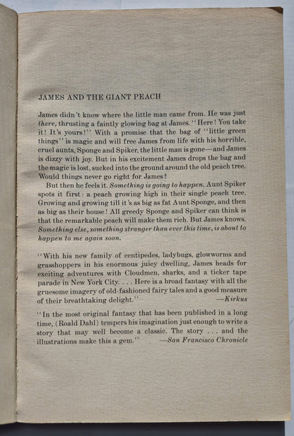 James and the Giant Peach by Roald Dahl (Very good, 1988, Pbk, 120 pages, Puffin Books)