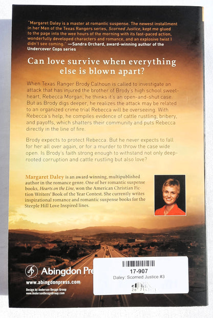 Scorned Justice #3 by Margaret Daley (Men of the Texas Rangers, New, 2013, Pbk, 368 pages, Abingdon Press)