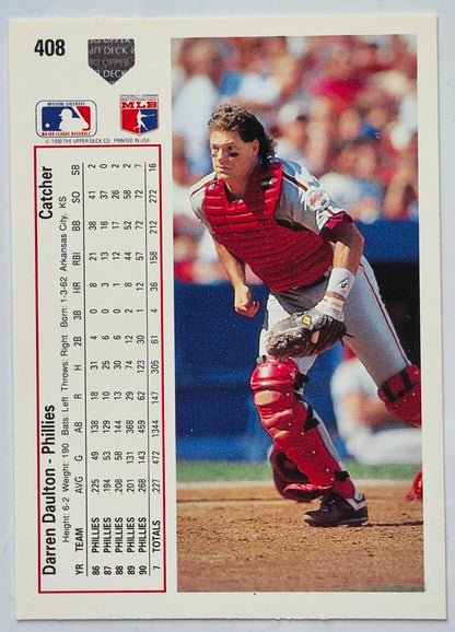 Daulton Darren Philadelphia Phillies Catcher #408 Upper Deck 1991 Baseball Card