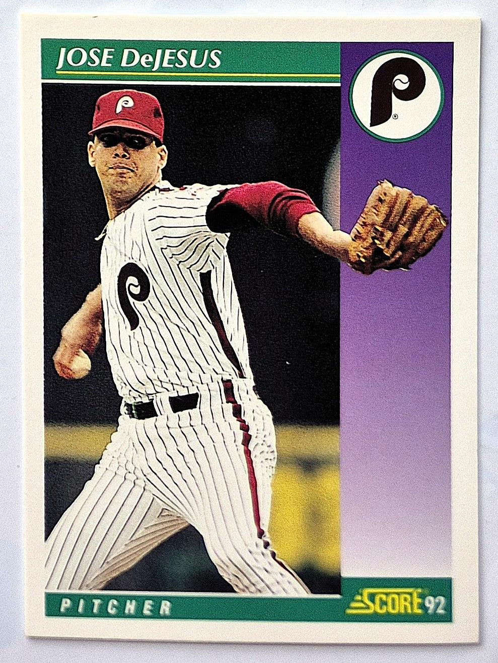 DeJesus Jose Philadelphia Phillies Pitcher #380 Score 1992 Baseball Card