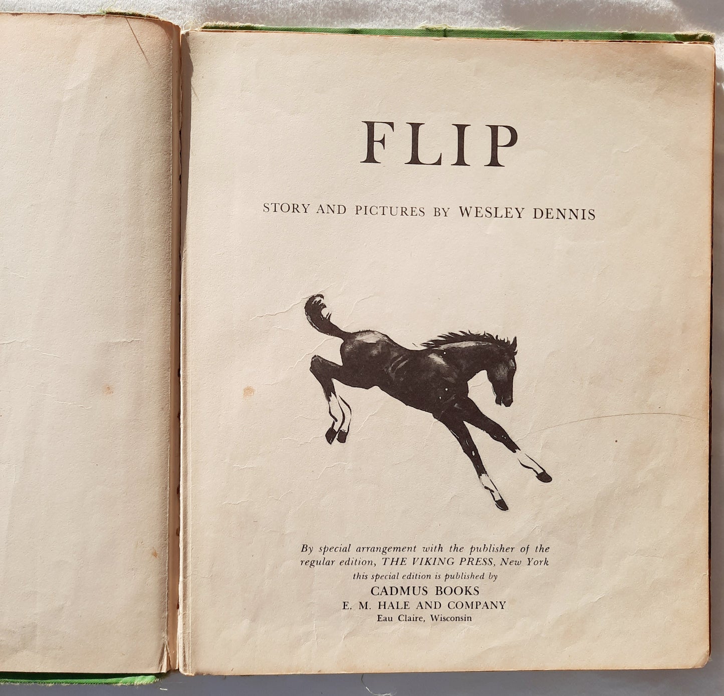 Flip written and illustrated by Wesley Dennis (Fair, 1941, HC, Cadmus Books)