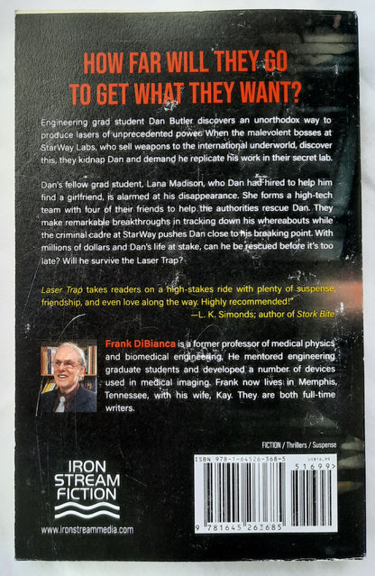 Laser Trap by Frank DiBianca (Quincy U Suspense, New, 2022, Pbk, 313 pages, Iron Stream Fiction)
