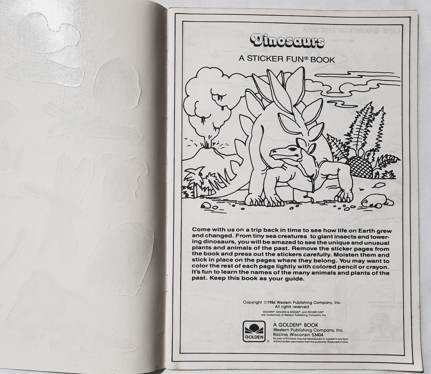 A Golden Book: Dinosaurs Sticker Fun (New/Unused, 1984, Pbk, 20 pages, Western Publishing Co.)
