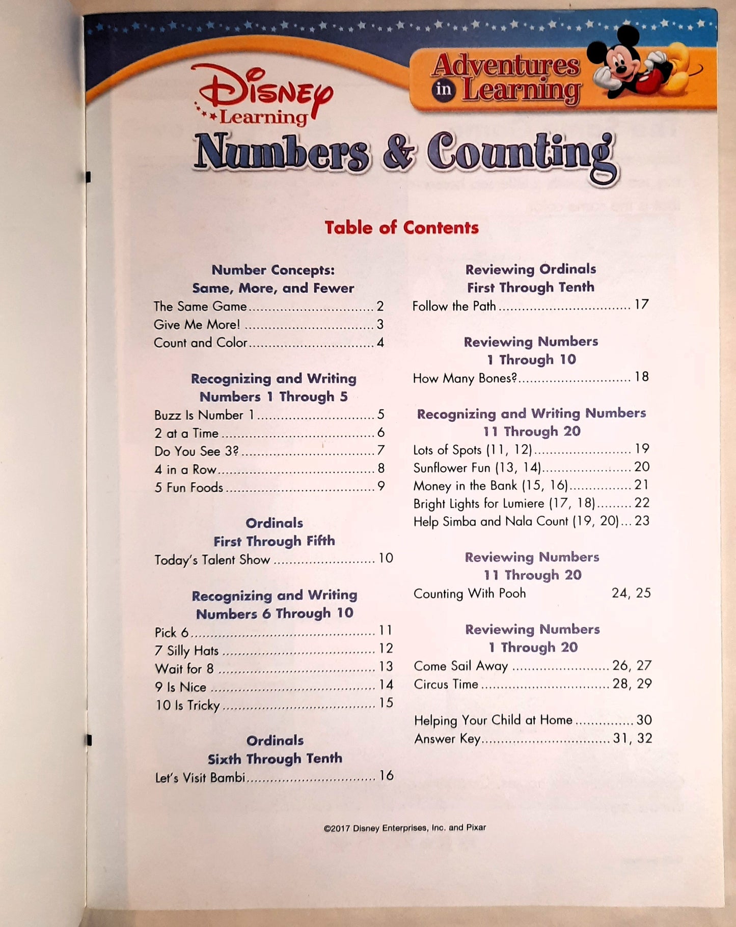 Disney Learning Numbers & Counting by Bendon (Like New, 2017, Pbk)